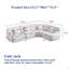 Canapé modulaire courbé 123.2, canapé modulaire en chenille nuage, quatre coussins-737732297