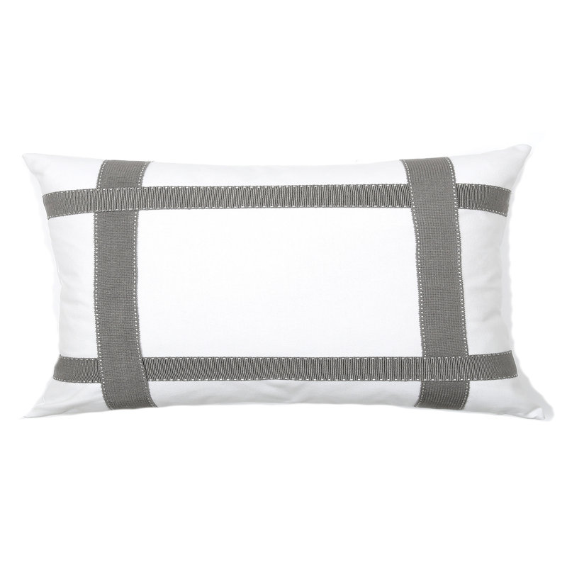 Bradford Lumbar Pillow Cover & Insert, Light Gray, 16" x 30"