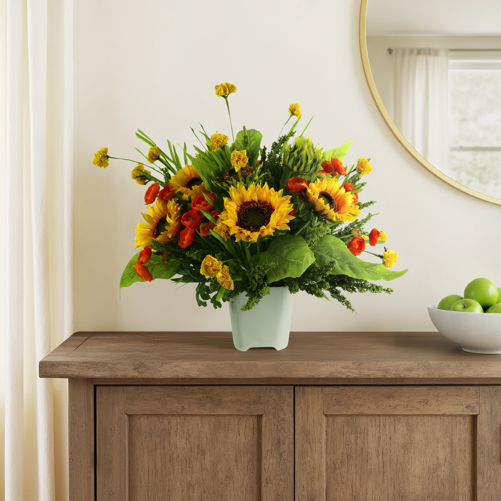 Sunflower Ranunculus Floral Arrangements in Vase