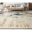 Hand Knotted Abstract Area Rug in Beige/Gold/Navy