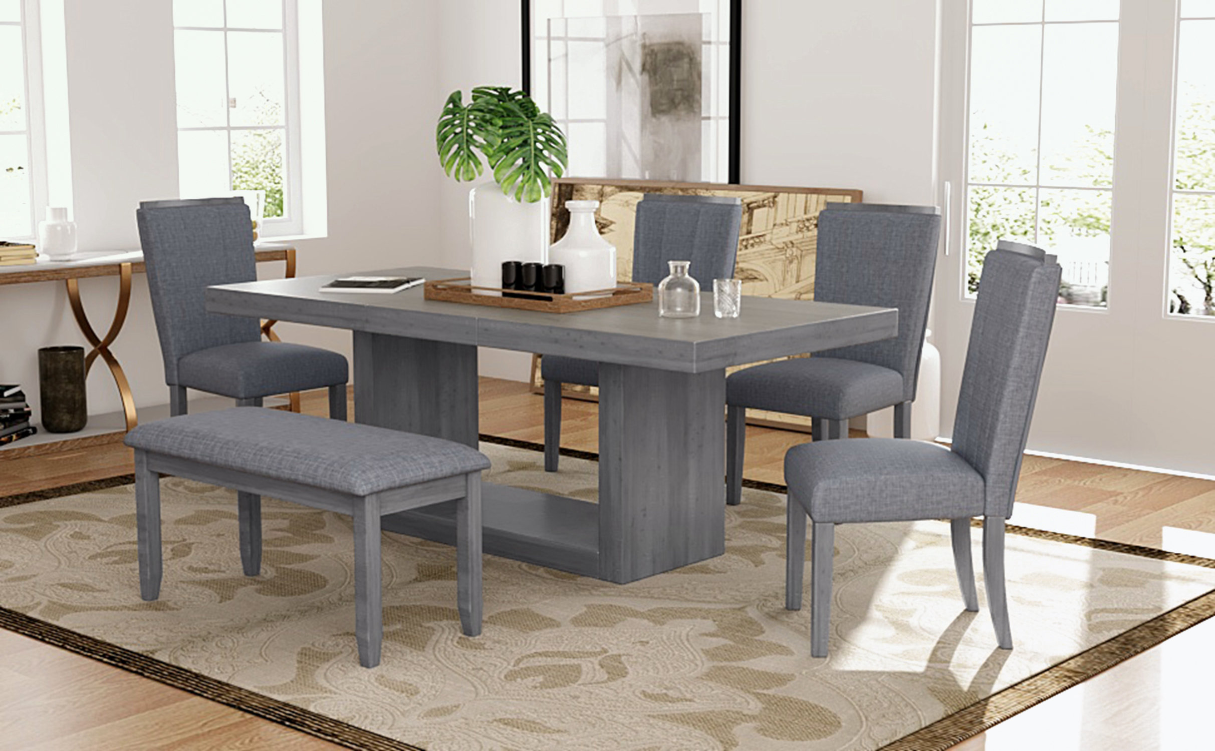 Wildon Home® 6Piece Extendable Dining Table Set with Removable Leaf