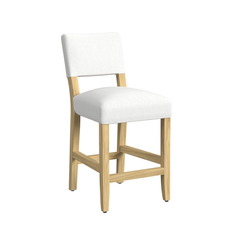 Open Back 24 Inches Counter Stool, Stain-Resistant White Woven