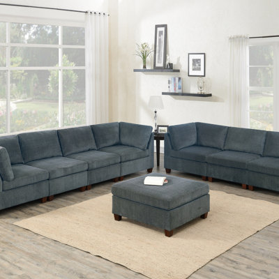 Ensemble de canapé modulaire en chenille gris de 8 pièces pour salon