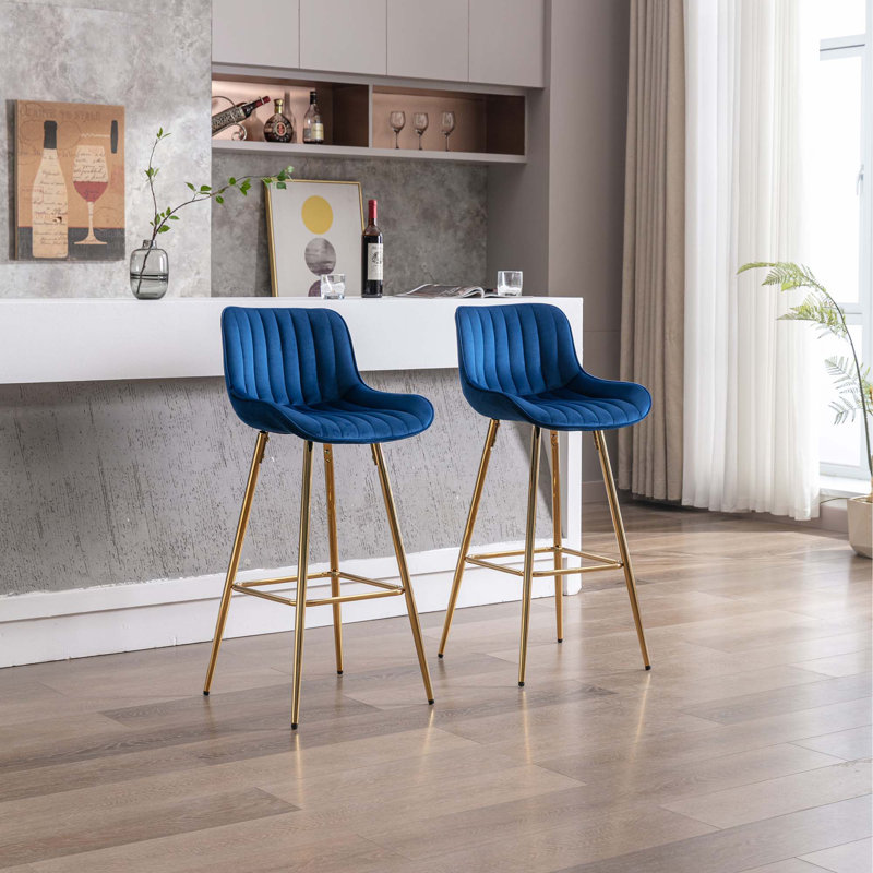 Ensemble de 2 tabourets de bar, Bleu, Tabouret de bar (siège d'une hauteur de 29,92 po)