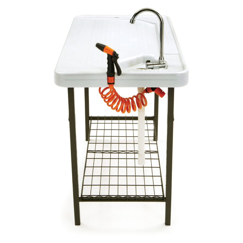 Deluxe Outdoor Fish & Game Cleaning Station with Faucet and Shelf, 49"