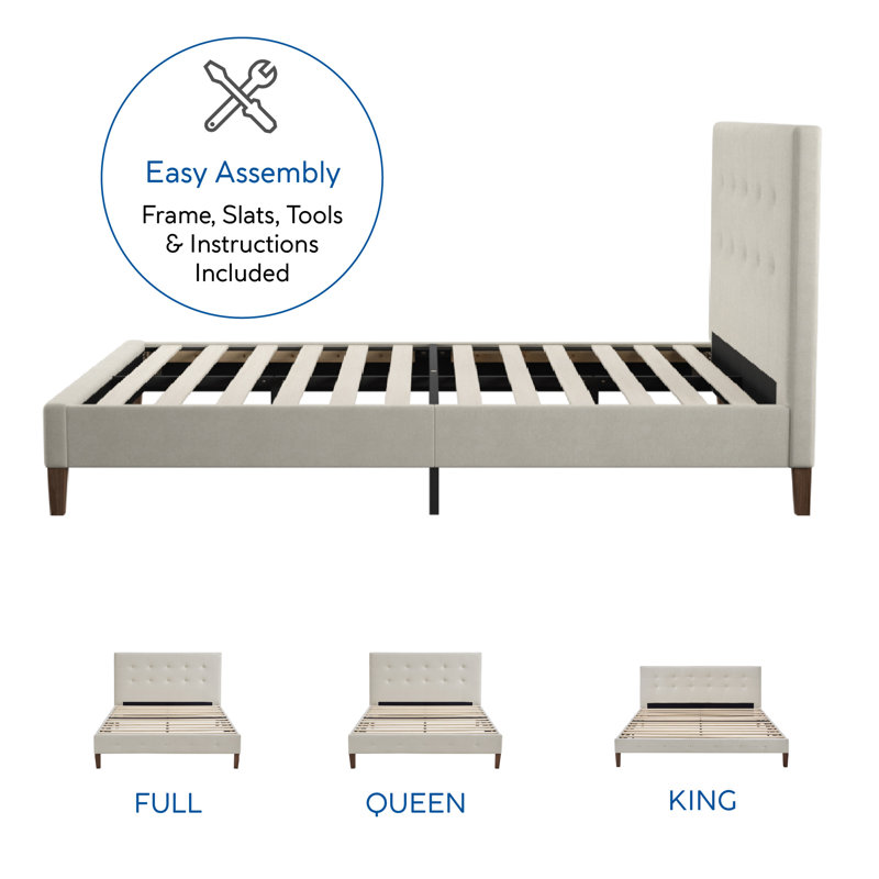 Monona Upholstered Platform Bed, Full, Peyton Shell
