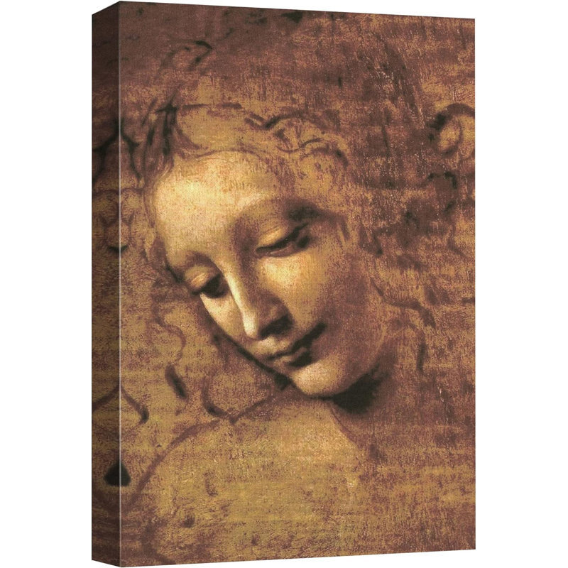 «Famous Artwork The Head of a Woman» par Leonardo Da Vinci, reproduction d'art sur toile tendue, H 36 po x l 24 po x 1,5 po
