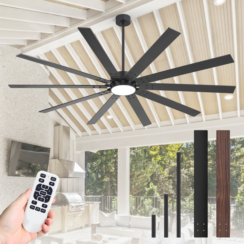 Modern Farmhouse 60/72/84-Inch Ceiling Fan With Light ,DC Motor Featuring 10-Blade Dual-Sided Design, 3-Color-Temp LED Lighting & Remote Control