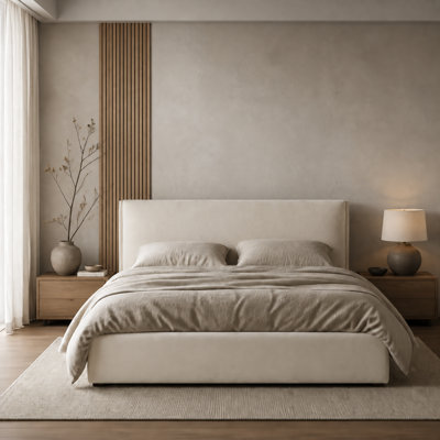 Hydraulic Lift Up Queen Size Upholstered Storage Bed,Velvet Cream