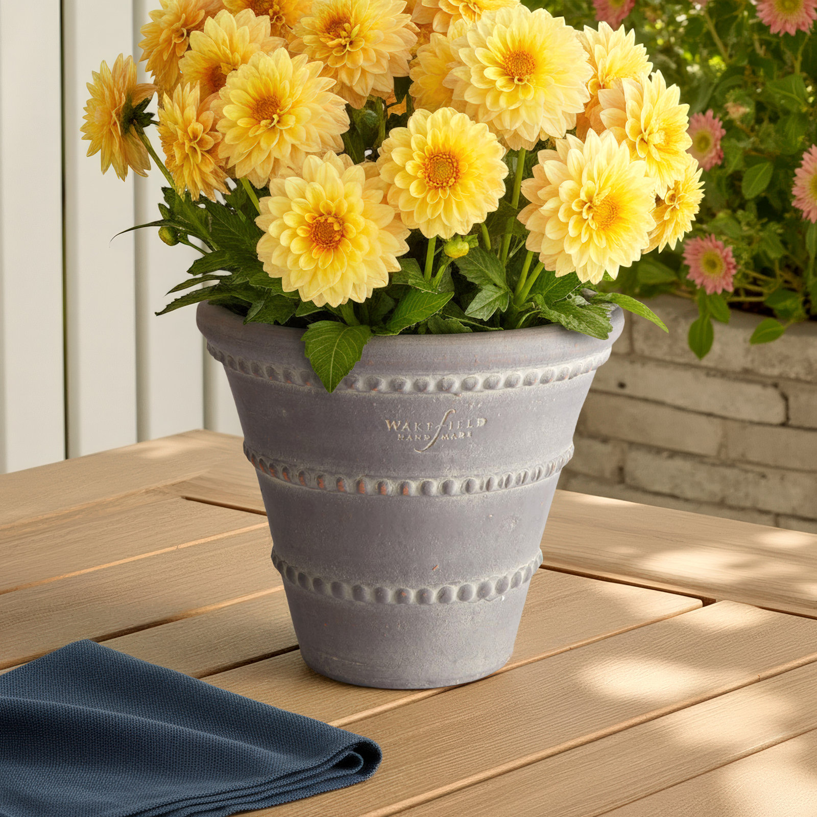 Griffith Handmade Pot Planter, Gray, 6.75" H x 7.75" W x 7.75" D