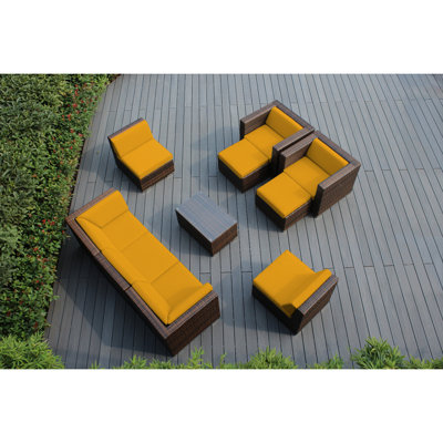 Kiara Wicker 7 - Person Seating Group with Cushions - No Assembly