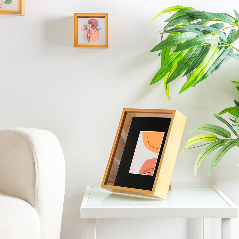 Nicola Spring - 3D Deep Box Photo Frame, Light Wood/Black, 10cm x 15cm