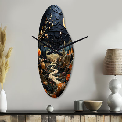 Surrealism Dreamscapes A Surrealist - Surrealism Curved Metal Wall Clock, Modern Asymmetrical Wall Clock Print