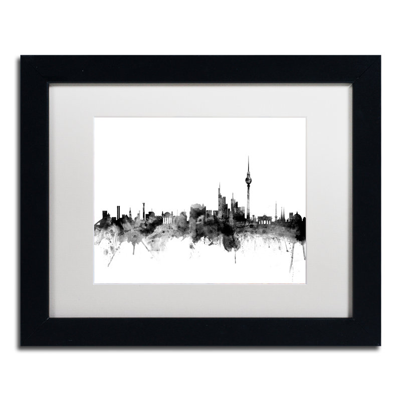 « berlin allemagne horizon b&w », impression encadrée, H 16 po x l 20 po x P 0,5 po, Cadre noir
