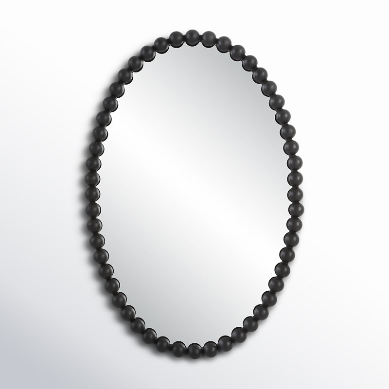Sanne Metal Oval Wall Mirror, Black