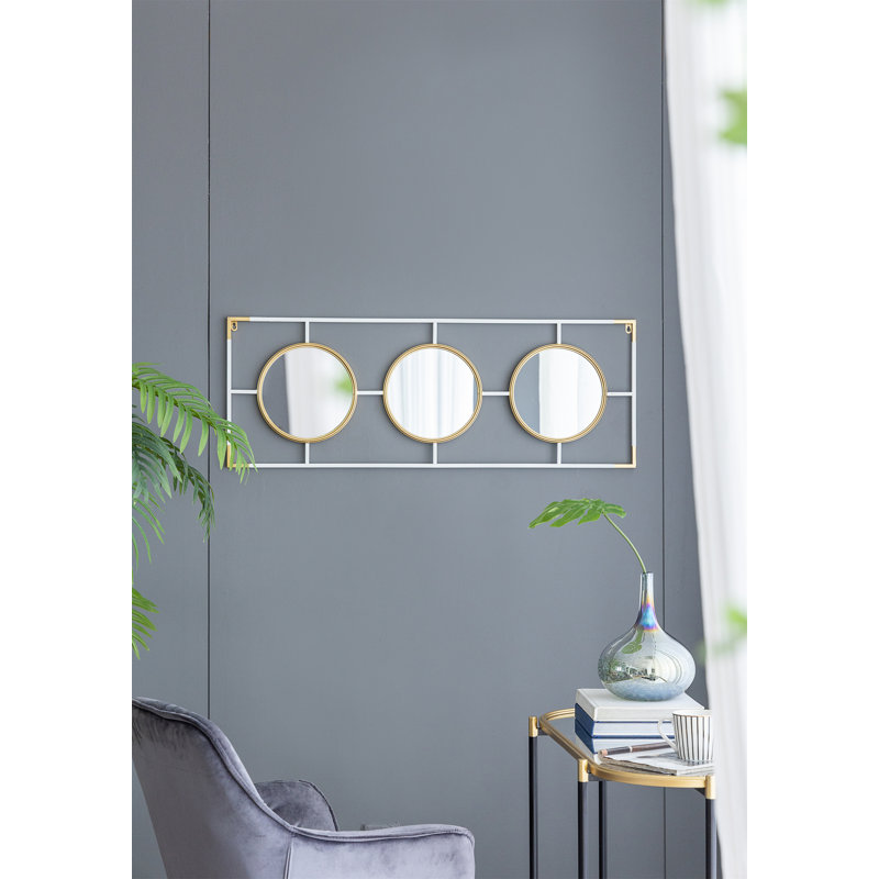 Cadre doré et blanc 15,5 x 43,5 po avec miroir