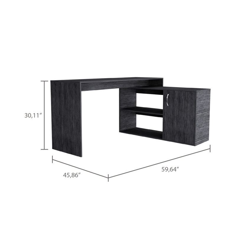 2-Shelf L-Shaped Writing Desk Dark Brown, Gray