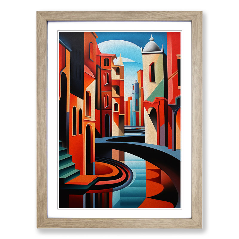Venice Constructivism - Framed Print, 34cm H x 25cm W x 2cm D, Oak