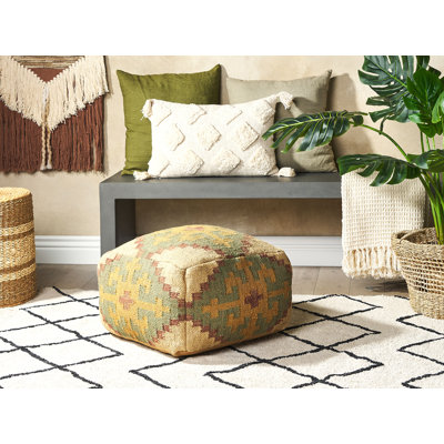 Arvell 50cm Wide Tufted Square Geometric Pouffe Ottoman