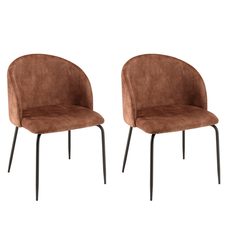 Luanna 47cm H Velvet Upholstered Side Chair, Brown