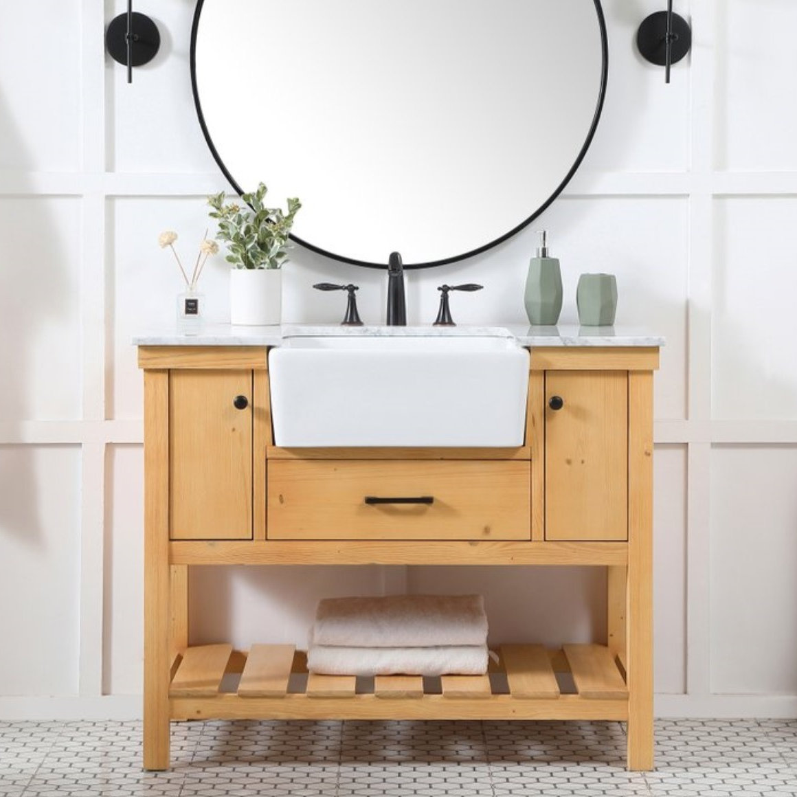 Pelaghia 42'' Single Bathroom Vanity, Natural Wood