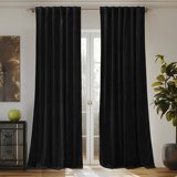 Kiyarra Velvet Curtains Thermal Insulated Energy Efficiency Privacy Curtains Blackout Rod Pocket Drapes, 2 Panels