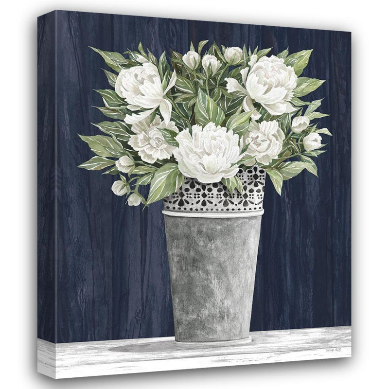 Ophelia & Co. Jacobs, Cindy Gallery, art sur toile tendue: Punched Tin White Floral, H 18 po x l 15 po