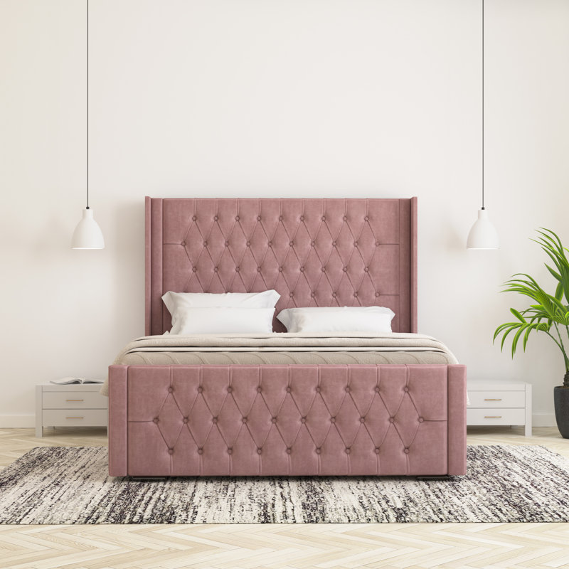 Raoul Upholstered Bed Frame, Lilac, Double (4'6)