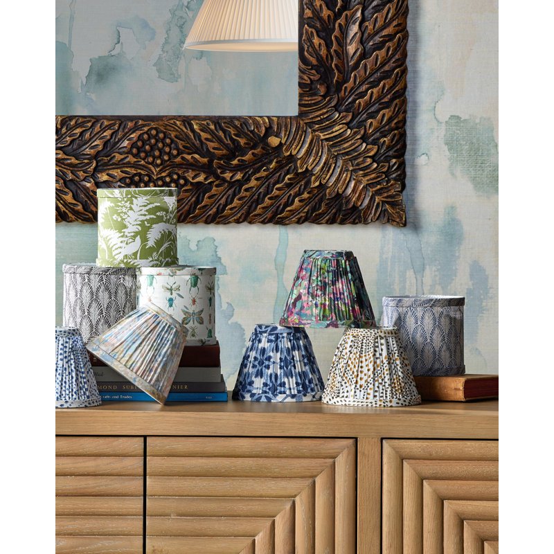Plume - abat-jour tambour - bleu, ivoire, Blue, Ivory