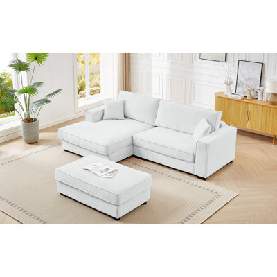 Chira Upholstered Wide Seat Sofa Chaise Sectional with Ottoman