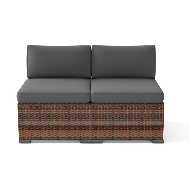 Outdoor Armless Wicker  Chair With Cushions (Set Of 2),  Gray