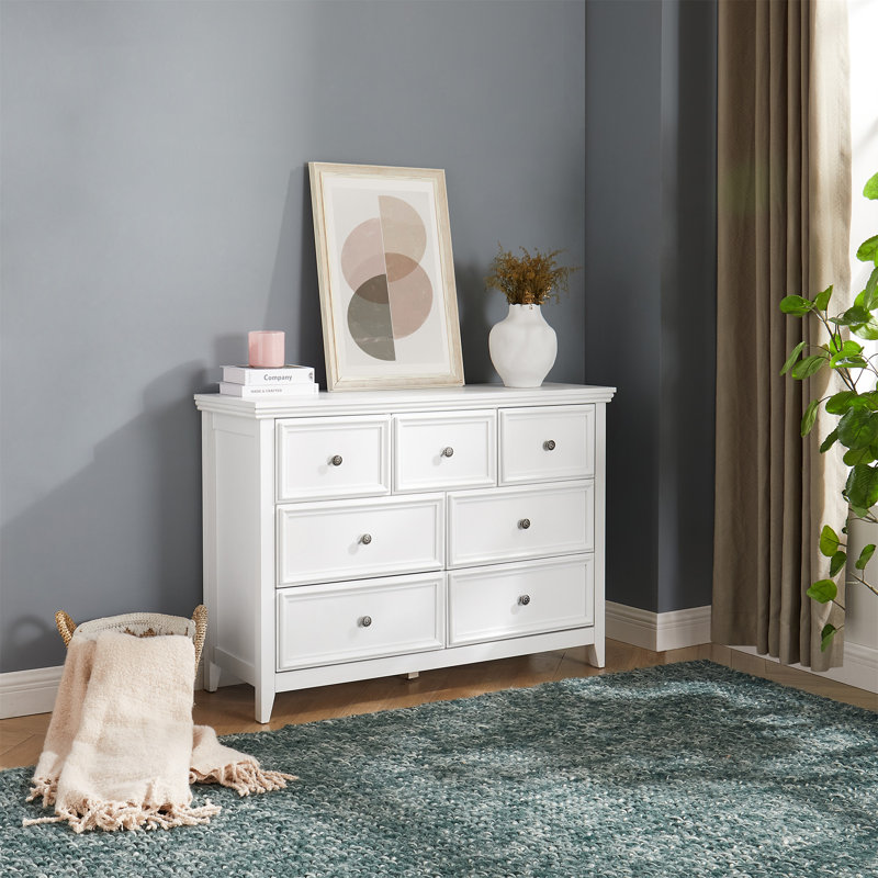 Modern 7 Drawers Dresser 7 Drawers Cabinet, White