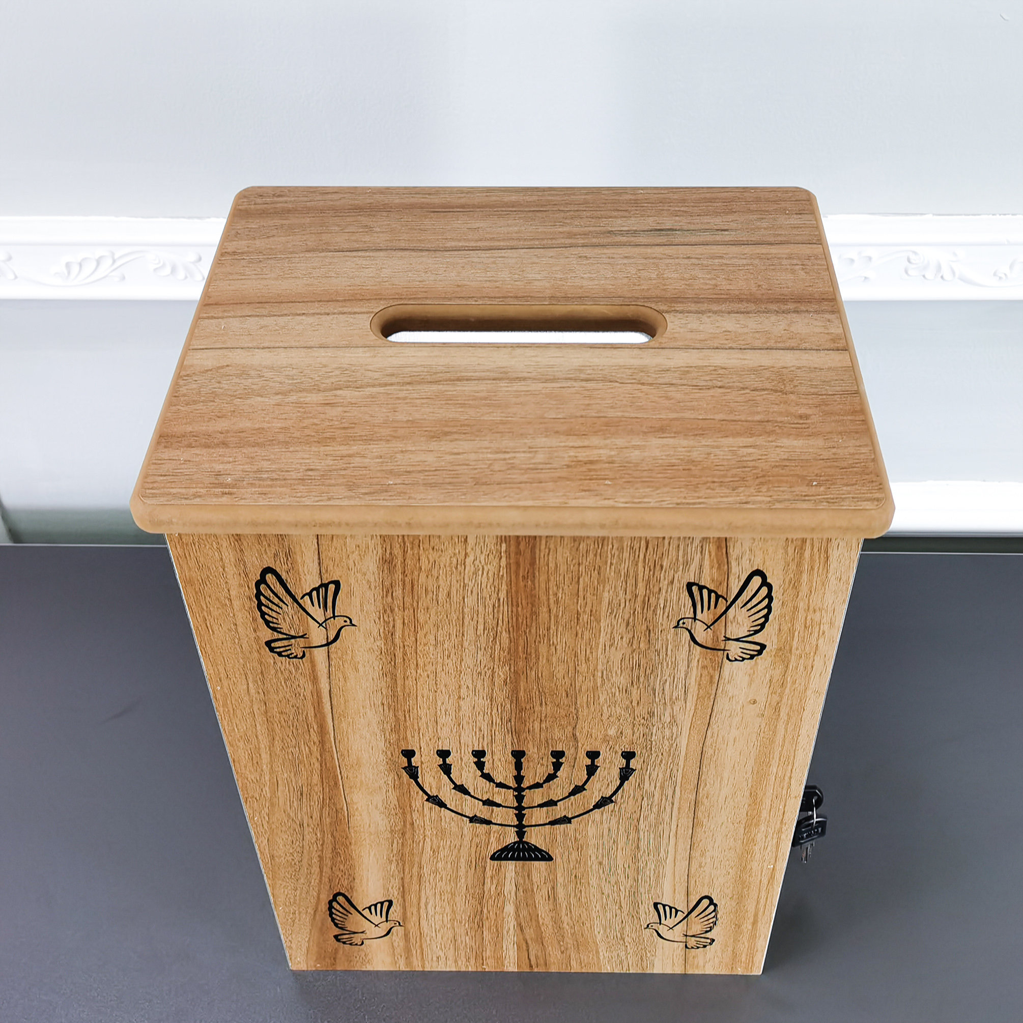 FixtureDisplays Wood Collection Box Suggestion Fundraising Donation ...