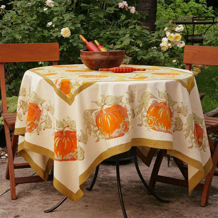 Pumpkin Tablecloth, Yellow, 86" L x 59" W