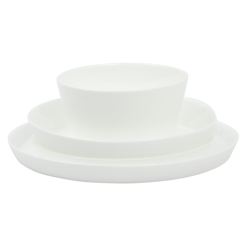 Gibson Home Modern Opal (Service for 4) 16 Piece Glass Chip Resistant Dishes Double Plates and Bowls Lightweight  Dinnerware Set