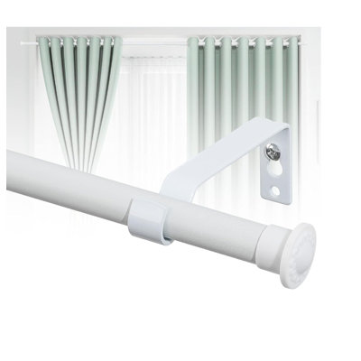 Curtain Pole 76-116Cm, Curtain Rod Metal ,Adjustable Brackets And Cap Finials