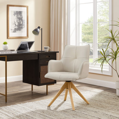 Genuine Leather Swivel Home Office Desk Chair