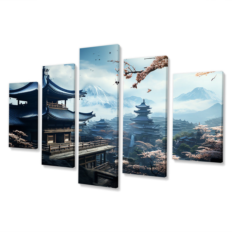  «Japon Temple panoramique sérénité - ensemble de décorations murales multiples Japon