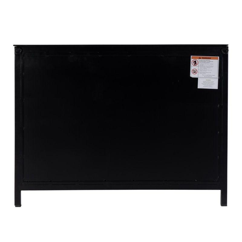 Azalia 35.5 in. W Iron and Glass Accent Storage Chest with 1 Interior Shelf