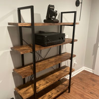 FABULAXE Industrial 42.5 in. Brown Wood and Metal 3-Shelf Etagere