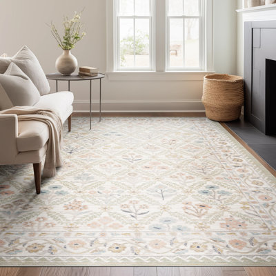 Ellen Traditional Oriental Brown Polyester Area Rug