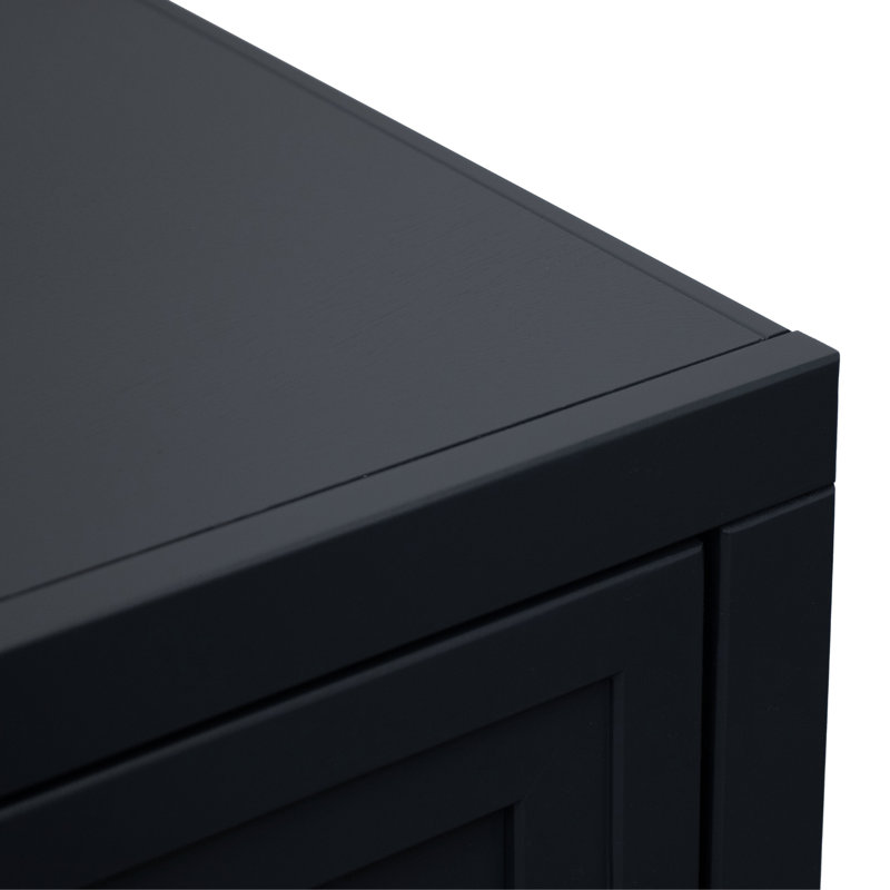 Katoria 81” Fireplace TV Stand with Painted Finish – Crafted by skilled artisans in Arizona, Black, 27" H x 81" L x 17" W