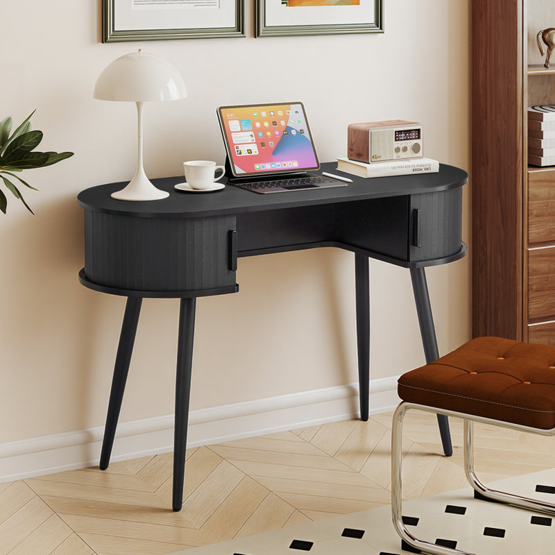 Writing Desk With Storage, Black