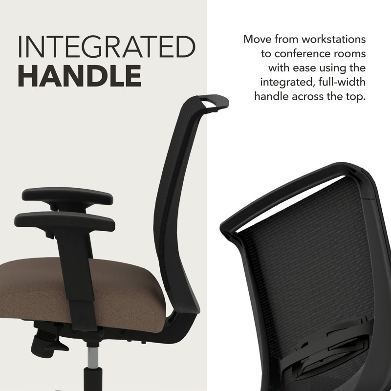 Convergence Mesh Ergonomic Task Chair, Black Frame, Bark, Fabric, Bark