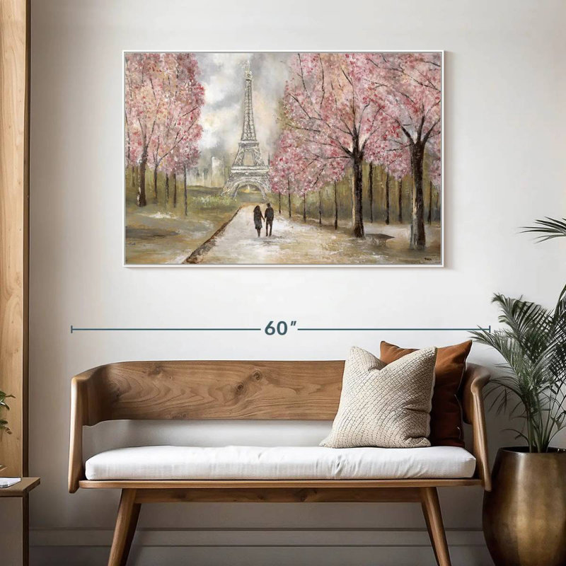 Balade à Paris, Cadre flottant blanc, 46 po x 31 po