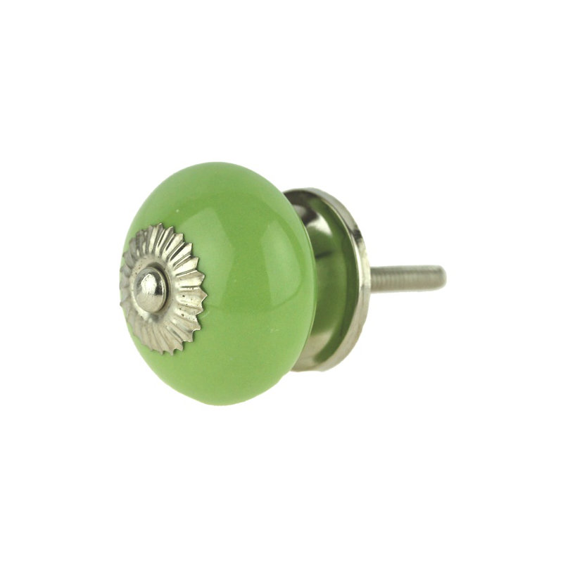(5 Pack) 1-1/2 inch Knob, Green/Nickel Rosette