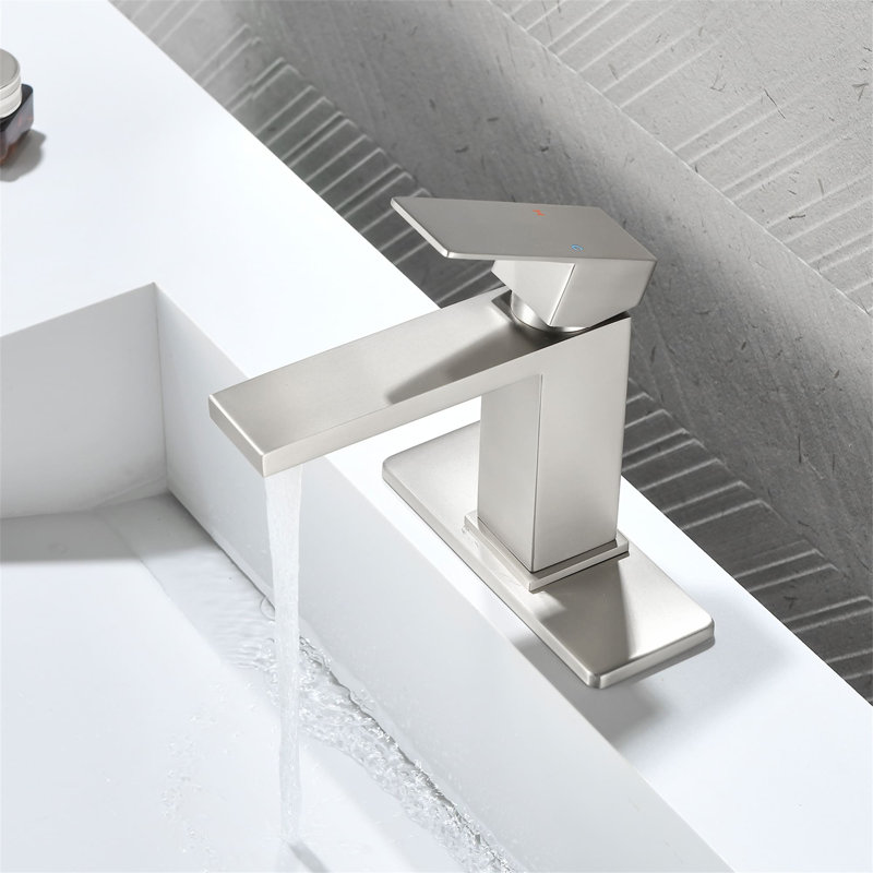 Single Hole Bathroom Faucet With Pop-Up Drain Single Handle Bathroom Sink Faucets Modern Stainless Steel Bathroom Basin Taps With Deck Plate