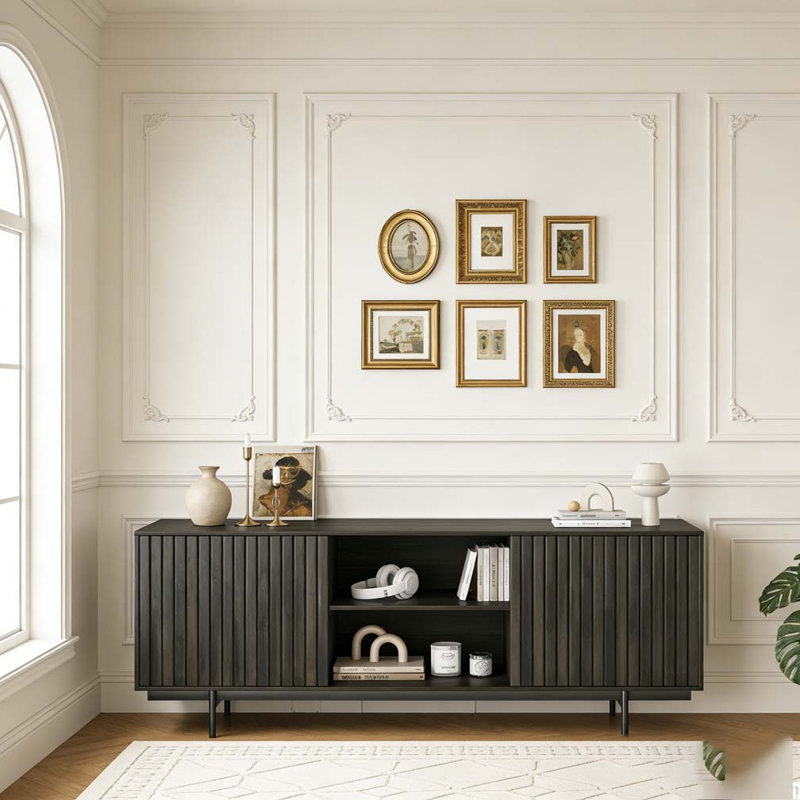 Modern TV Stand for TVs Up to 75", Black