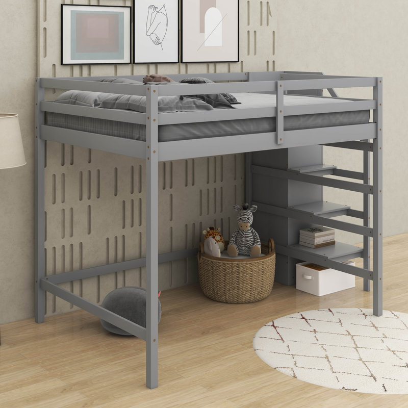 Lit mezzanine double avec garde-robe, Grey