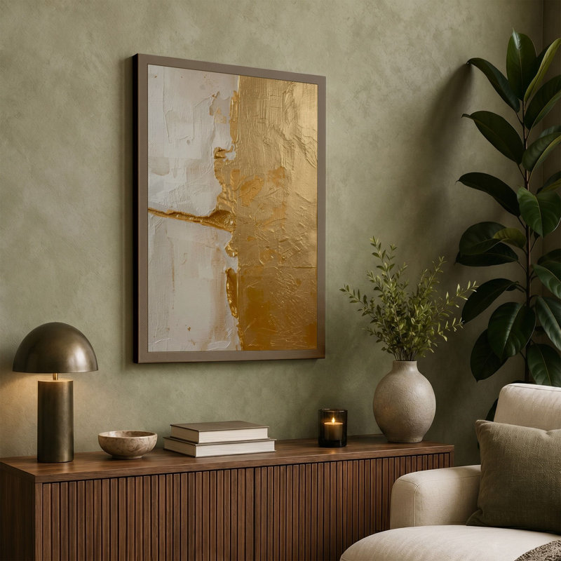 Weathered Surface Study Industrial 1 Piece Wrapped Canvas Wall Art, 24x16 - 61.0 x 40.6 cm, Ochre Border